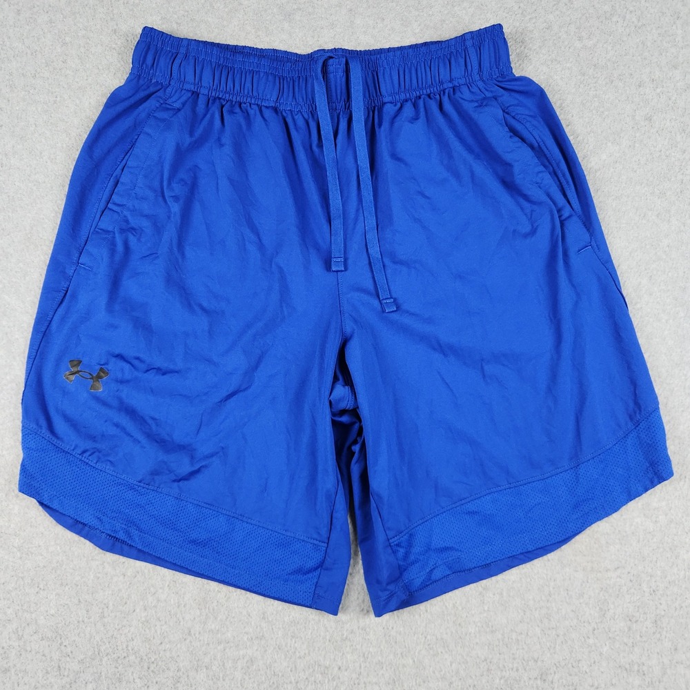 Under Armour Shorts Men Medium Blue Loose Fit Athletic Training Drawstring Waist